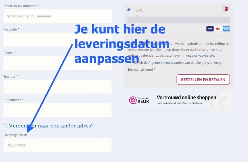 Afleverdatum aanpassen