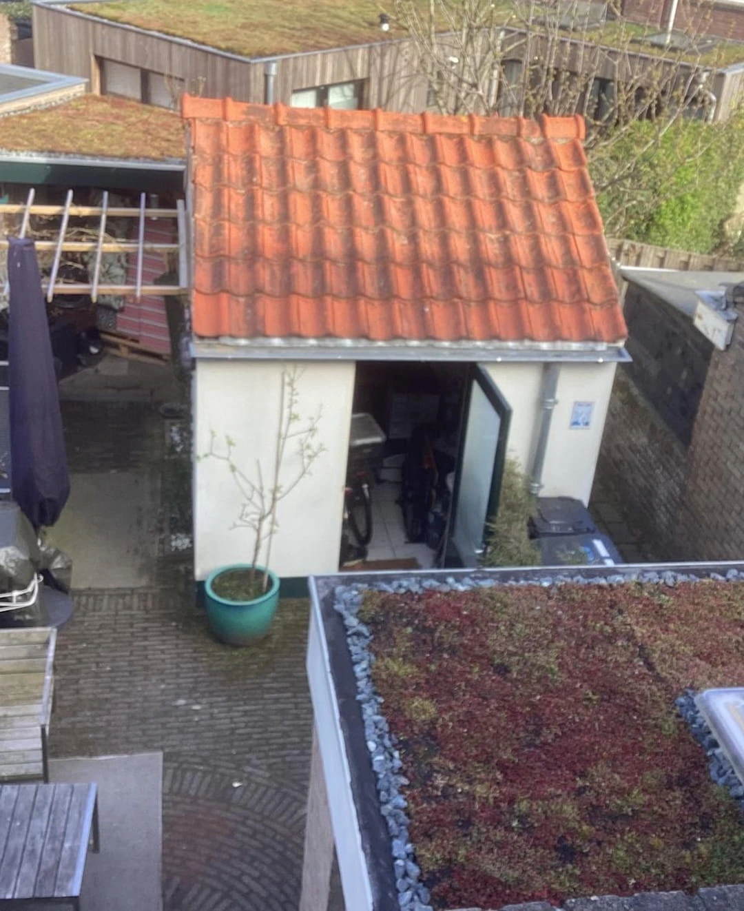 Sedumdak op aanbouw en schuur in Zandvoort (10m2)