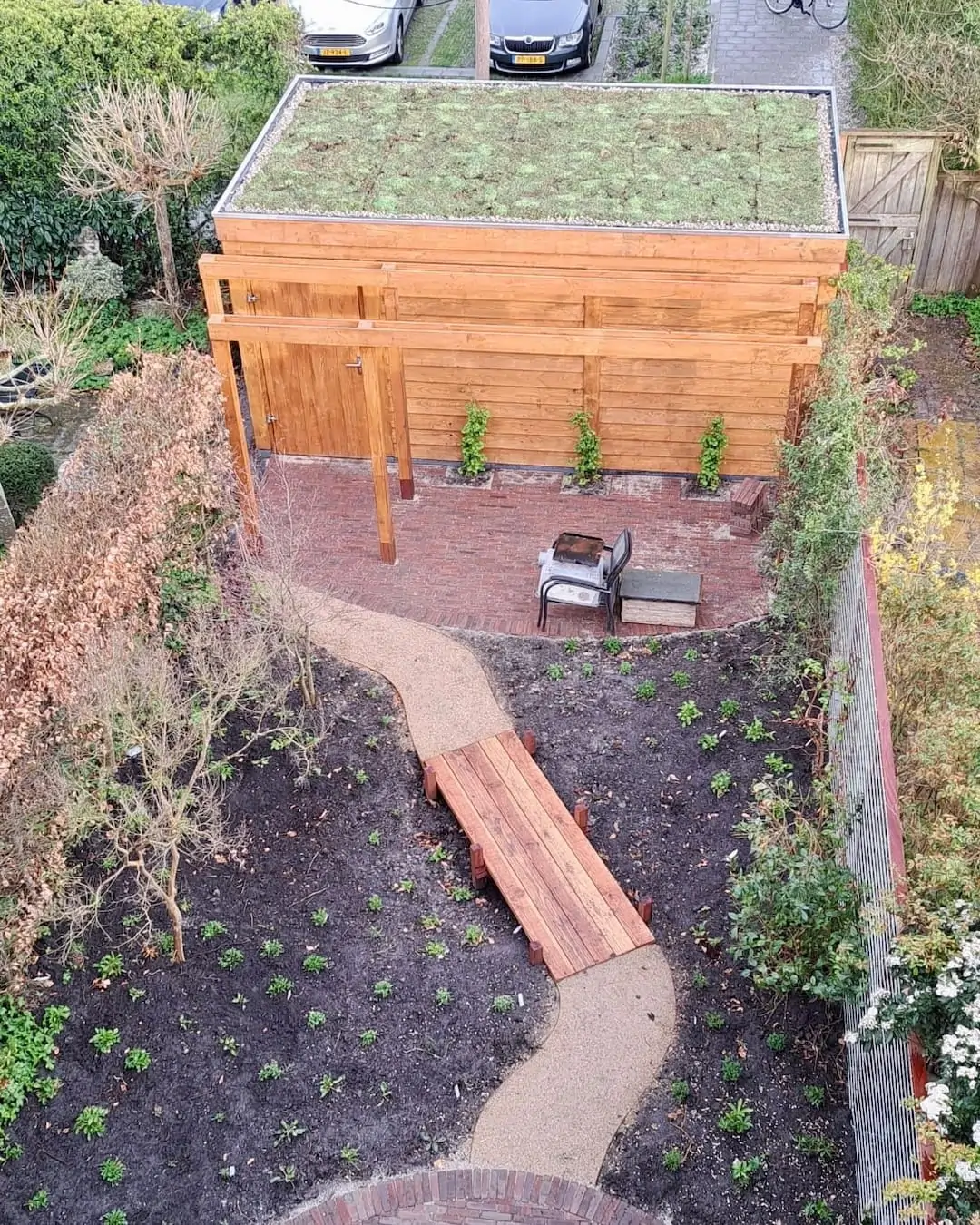 Sedumdak op schuur in Delft 18m2
