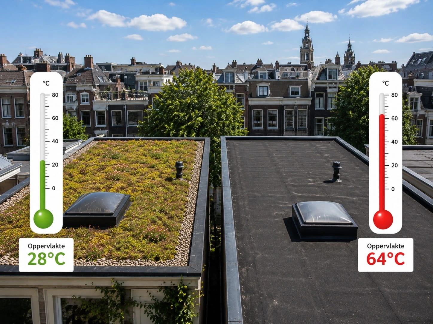 Waarom wordt een plat dak zo warm?